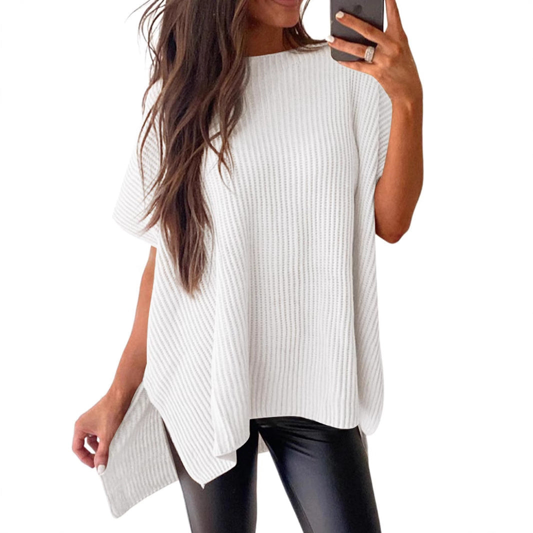 JANINE™ - Women Quarter Zip Rib Knit Pullover Sweater